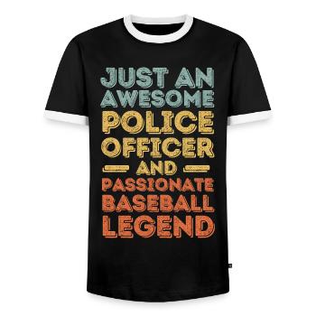 Polizist Baseball retro - Männer Kontrast-T-Shirt - Schwarz/Weiß - Vorne - AI Model Female 172 light (172cm) & AI Model Male 178 light (178cm)