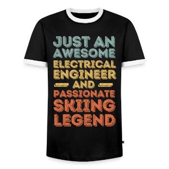 Electrical engineer ski retro - Men's Ringer Shirt - black/white - Front - AI Model Female 172 light (172cm) & AI Model Male 178 light (178cm)