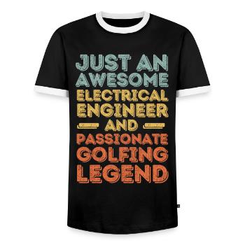 Elektroingenieur Golfen retro - Männer Kontrast-T-Shirt - Schwarz/Weiß - Vorne - AI Model Female 172 light (172cm) & AI Model Male 178 light (178cm)
