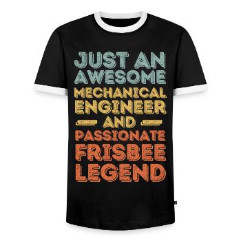 Mechanical Engineer Frisbee retro - Men's Ringer Shirt - black/white - Front - AI Model Female 172 light (172cm) & AI Model Male 178 light (178cm)