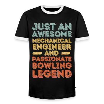 Maschinenbauingenieur Bowling retro - Männer Kontrast-T-Shirt - Schwarz/Weiß - Vorne - AI Model Female 172 light (172cm) & AI Model Male 178 light (178cm)