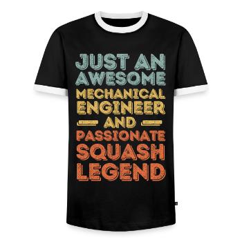 Mechanical Engineer Squash retro - Men's Ringer Shirt - black/white - Front - AI Model Female 172 light (172cm) & AI Model Male 178 light (178cm)