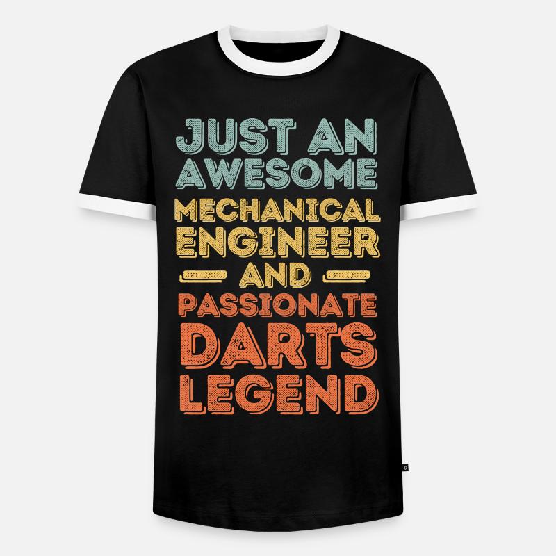 Mechanical Engineer Darts retro - Men's Ringer Shirt - black/white