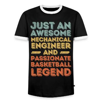 Maschinenbauingenieur Basketball retro - Männer Kontrast-T-Shirt - Schwarz/Weiß - Vorne - AI Model Female 172 light (172cm) & AI Model Male 178 light (178cm)
