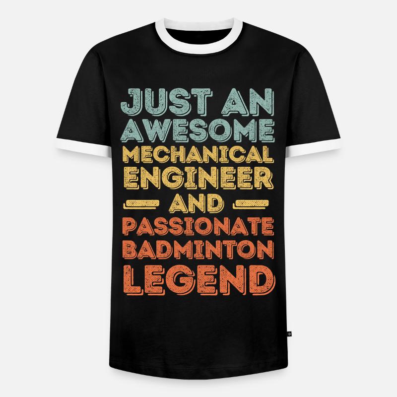 Mechanical Engineer Badminton retro - Men's Ringer Shirt - black/white