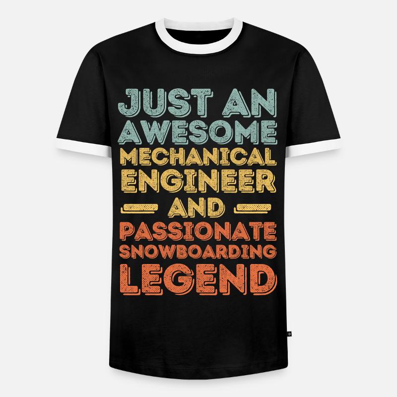 Mechanical Engineer Snowboarding retro - Men's Ringer Shirt - black/white