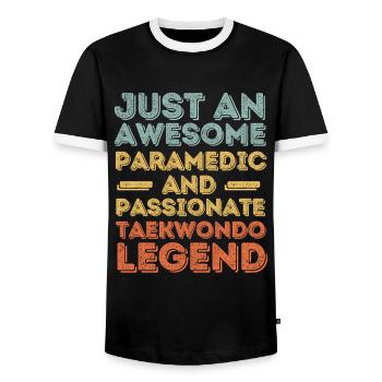Paramedic Taekwondo retro - Men's Ringer Shirt - black/white - Front - AI Model Female 172 light (172cm) & AI Model Male 178 light (178cm)