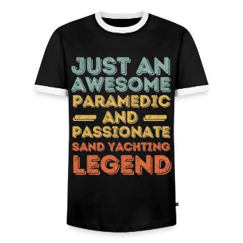 Paramedic sand sails retro - Men's Ringer Shirt - black/white - Front - AI Model Female 172 light (172cm) & AI Model Male 178 light (178cm)
