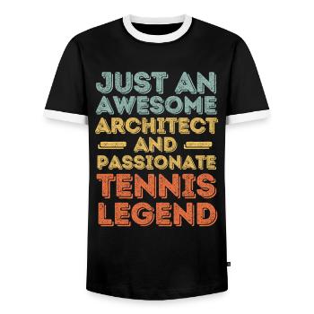 Architekt Tennis retro - Männer Kontrast-T-Shirt - Schwarz/Weiß - Vorne - AI Model Female 172 light (172cm) & AI Model Male 178 light (178cm)