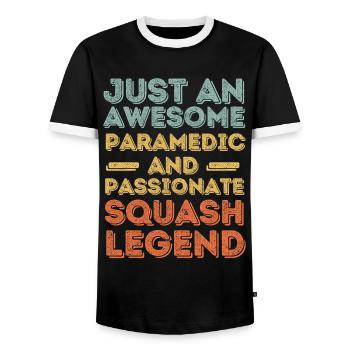Paramedic Squash retro - Men's Ringer Shirt - black/white - Front - AI Model Female 172 light (172cm) & AI Model Male 178 light (178cm)