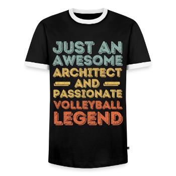 Architekt Volleyball retro - Männer Kontrast-T-Shirt - Schwarz/Weiß - Vorne - AI Model Female 172 light (172cm) & AI Model Male 178 light (178cm)