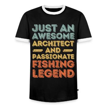 Architekt Angeln retro - Männer Kontrast-T-Shirt - Schwarz/Weiß - Vorne - AI Model Female 172 light (172cm) & AI Model Male 178 light (178cm)