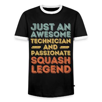 Technician Squash retro - Men's Ringer Shirt - black/white - Front - AI Model Female 172 light (172cm) & AI Model Male 178 light (178cm)