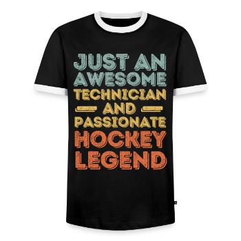 Technicien Hockey rétro - T-shirt contrasté Homme - noir/blanc - Devant - AI Model Female 172 light (172cm) & AI Model Male 178 light (178cm)