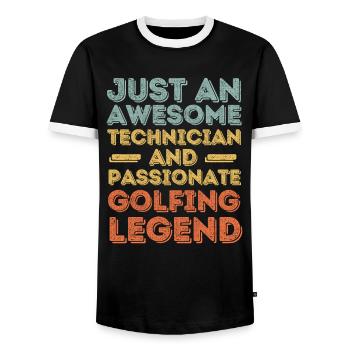 Techniker Golf retro - Männer Kontrast-T-Shirt - Schwarz/Weiß - Vorne - AI Model Female 172 light (172cm) & AI Model Male 178 light (178cm)