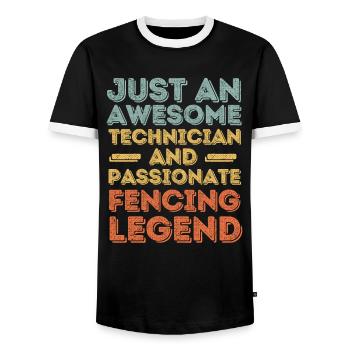 Technician fencing retro - Men's Ringer Shirt - black/white - Front - AI Model Female 172 light (172cm) & AI Model Male 178 light (178cm)