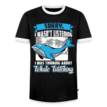 I Was Thinking About Whale Watching - Männer Kontrast-T-Shirt - Schwarz/Weiß - Vorne - AI Model Female 172 light (172cm) & AI Model Male 178 light (178cm)