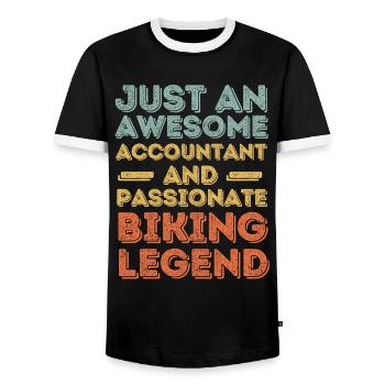 Accountant cycling retro - Men's Ringer Shirt - black/white - Front - AI Model Female 172 light (172cm) & AI Model Male 178 light (178cm)