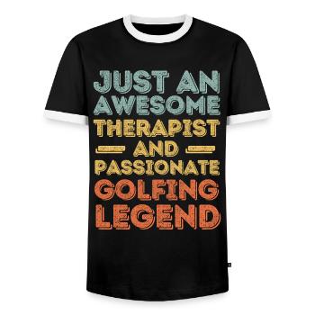 Therapist Golf retro - Men's Ringer Shirt - black/white - Front - AI Model Female 172 light (172cm) & AI Model Male 178 light (178cm)