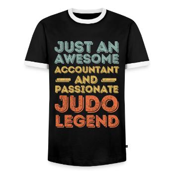 Accountant Judo retro - Men's Ringer Shirt - black/white - Front - AI Model Female 172 light (172cm) & AI Model Male 178 light (178cm)