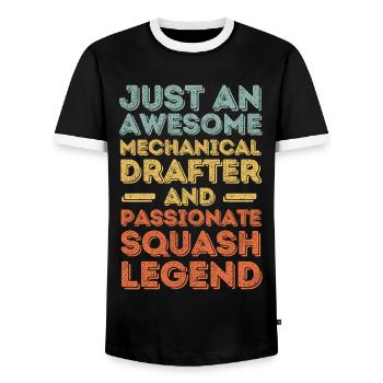 Technical draughtsman Squash retro - Men's Ringer Shirt - black/white - Front - AI Model Female 172 light (172cm) & AI Model Male 178 light (178cm)