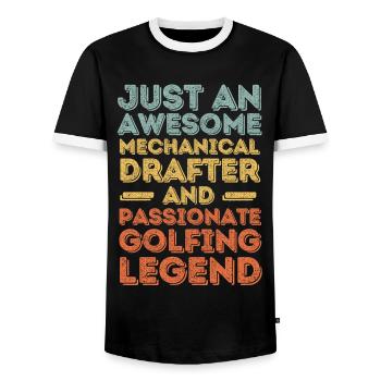 Technical draughtsman Golf retro - Men's Ringer Shirt - black/white - Front - AI Model Female 172 light (172cm) & AI Model Male 178 light (178cm)