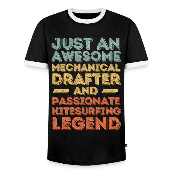 Technical draughtsman kitesurfing retro - Men's Ringer Shirt - black/white - Front - AI Model Female 172 light (172cm) & AI Model Male 178 light (178cm)