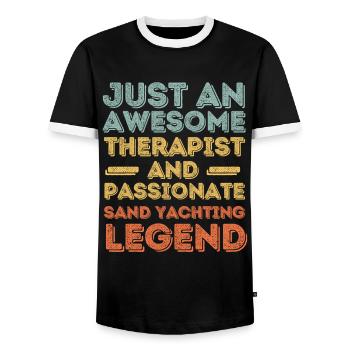 Therapist sand sailing retro - Men's Ringer Shirt - black/white - Front - AI Model Female 172 light (172cm) & AI Model Male 178 light (178cm)