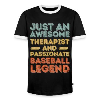 Therapeut Baseball retro - Männer Kontrast-T-Shirt - Schwarz/Weiß - Vorne - AI Model Female 172 light (172cm) & AI Model Male 178 light (178cm)