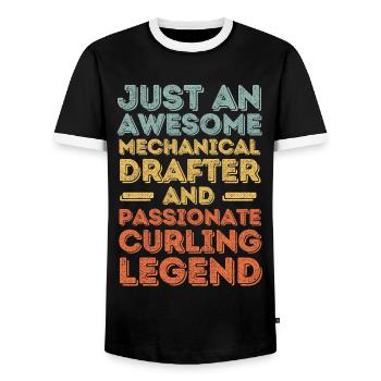 Technical draughtsman curling retro - Men's Ringer Shirt - black/white - Front - AI Model Female 172 light (172cm) & AI Model Male 178 light (178cm)