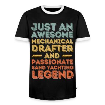 Technical draughtsman sand sailing retro - Men's Ringer Shirt - black/white - Front - AI Model Female 172 light (172cm) & AI Model Male 178 light (178cm)