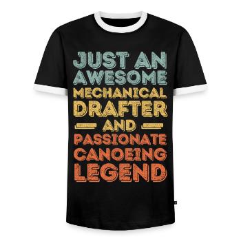 Technical draughtsman canoe retro - Men's Ringer Shirt - black/white - Front - AI Model Female 172 light (172cm) & AI Model Male 178 light (178cm)