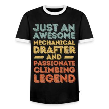 Technical draughtsman climbing retro - Men's Ringer Shirt - black/white - Front - AI Model Female 172 light (172cm) & AI Model Male 178 light (178cm)