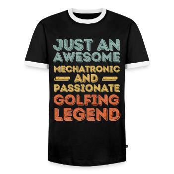 Mechatronics Engineer Golf retro - Men's Ringer Shirt - black/white - Front - AI Model Female 172 light (172cm) & AI Model Male 178 light (178cm)
