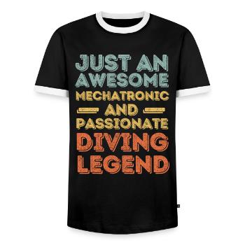 Mechatronics Diving Retro - Men's Ringer Shirt - black/white - Front - AI Model Female 172 light (172cm) & AI Model Male 178 light (178cm)