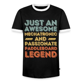 Mechatroniker Paddleboard retro - Männer Kontrast-T-Shirt - Schwarz/Weiß - Vorne - AI Model Female 172 light (172cm) & AI Model Male 178 light (178cm)