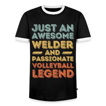 Welder Volleyball retro - Men's Ringer Shirt - black/white - Front - AI Model Female 172 light (172cm) & AI Model Male 178 light (178cm)