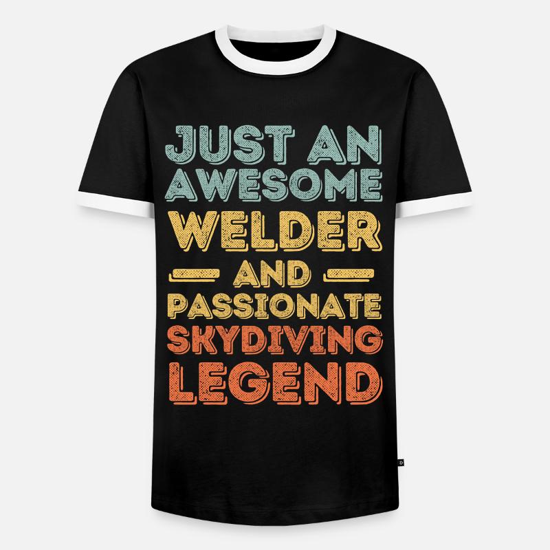 Welder skydiving retro - Men's Ringer Shirt - black/white