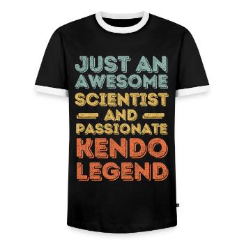 Scientist Kendo retro - Men's Ringer Shirt - black/white - Front - AI Model Female 172 light (172cm) & AI Model Male 178 light (178cm)