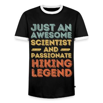 Scientists Hiking retro - Men's Ringer Shirt - black/white - Front - AI Model Female 172 light (172cm) & AI Model Male 178 light (178cm)