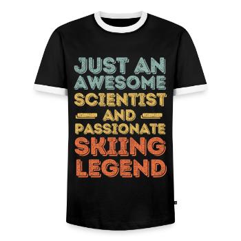 Wissenschaftler Ski fahren retro - Männer Kontrast-T-Shirt - Schwarz/Weiß - Vorne - AI Model Female 172 light (172cm) & AI Model Male 178 light (178cm)