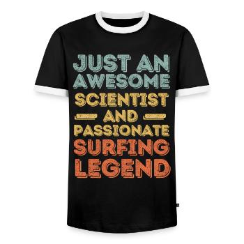 Scientifiques Surfer rétro - T-shirt contrasté Homme - noir/blanc - Devant - AI Model Female 172 light (172cm) & AI Model Male 178 light (178cm)