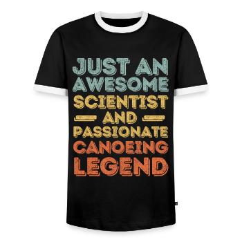 Scientist Canoe retro - Men's Ringer Shirt - black/white - Front - AI Model Female 172 light (172cm) & AI Model Male 178 light (178cm)
