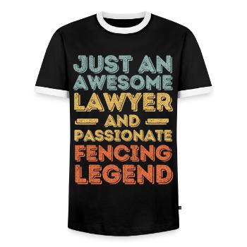 Anwalt Fechten retro - Männer Kontrast-T-Shirt - Schwarz/Weiß - Vorne - AI Model Female 172 light (172cm) & AI Model Male 178 light (178cm)