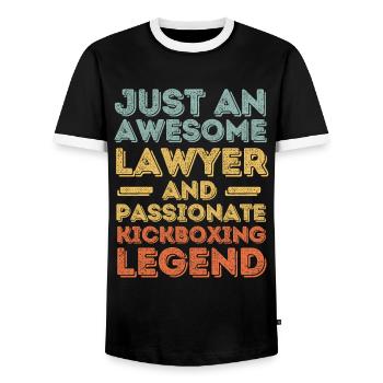 Anwalt Kickboxen retro - Männer Kontrast-T-Shirt - Schwarz/Weiß - Vorne - AI Model Female 172 light (172cm) & AI Model Male 178 light (178cm)