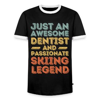 Zahnarzt Ski retro - Männer Kontrast-T-Shirt - Schwarz/Weiß - Vorne - AI Model Female 172 light (172cm) & AI Model Male 178 light (178cm)