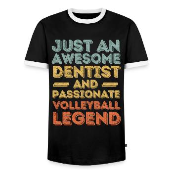 Zahnarzt Volleyball retro - Männer Kontrast-T-Shirt - Schwarz/Weiß - Vorne - AI Model Female 172 light (172cm) & AI Model Male 178 light (178cm)