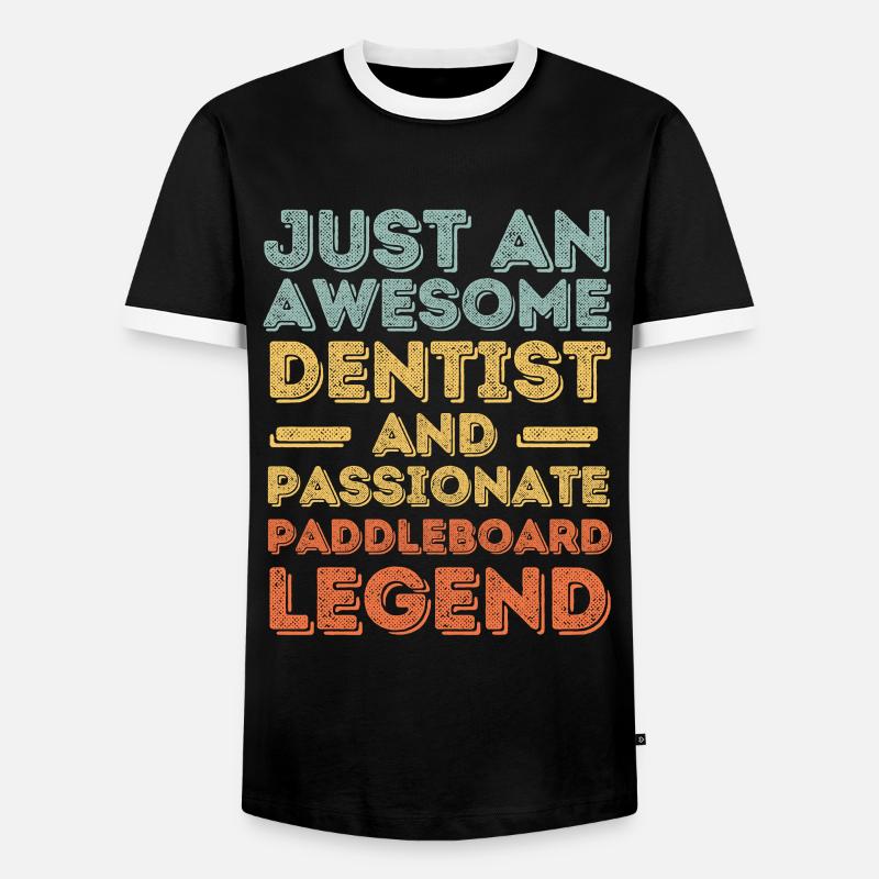 Dentist Paddleboard retro - Men's Ringer Shirt - black/white