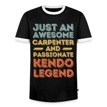 Carpenter Kendo retro - Men's Ringer Shirt - black/white - Front - AI Model Female 172 light (172cm) & AI Model Male 178 light (178cm)