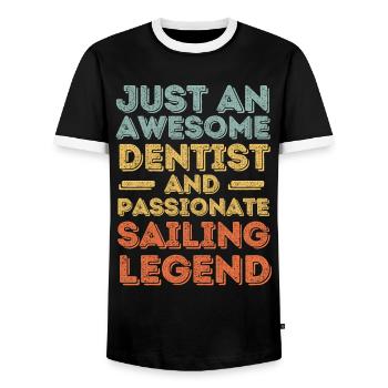 Dentiste voile rétro - T-shirt contrasté Homme - noir/blanc - Devant - AI Model Female 172 light (172cm) & AI Model Male 178 light (178cm)
